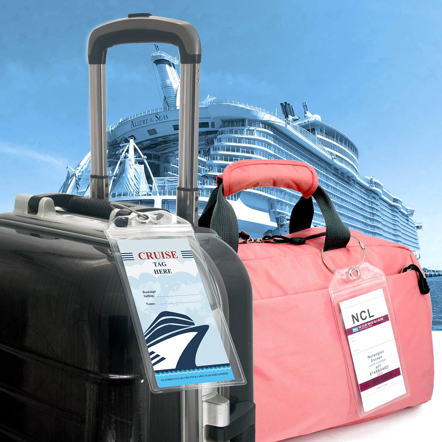 Cruise Ship Essentials for Carnival, Princess, NCL, MSC by JOLLYANTS, Cruise Luggage Tag Holders, Cruise Must Haves Waterproof & Reusable