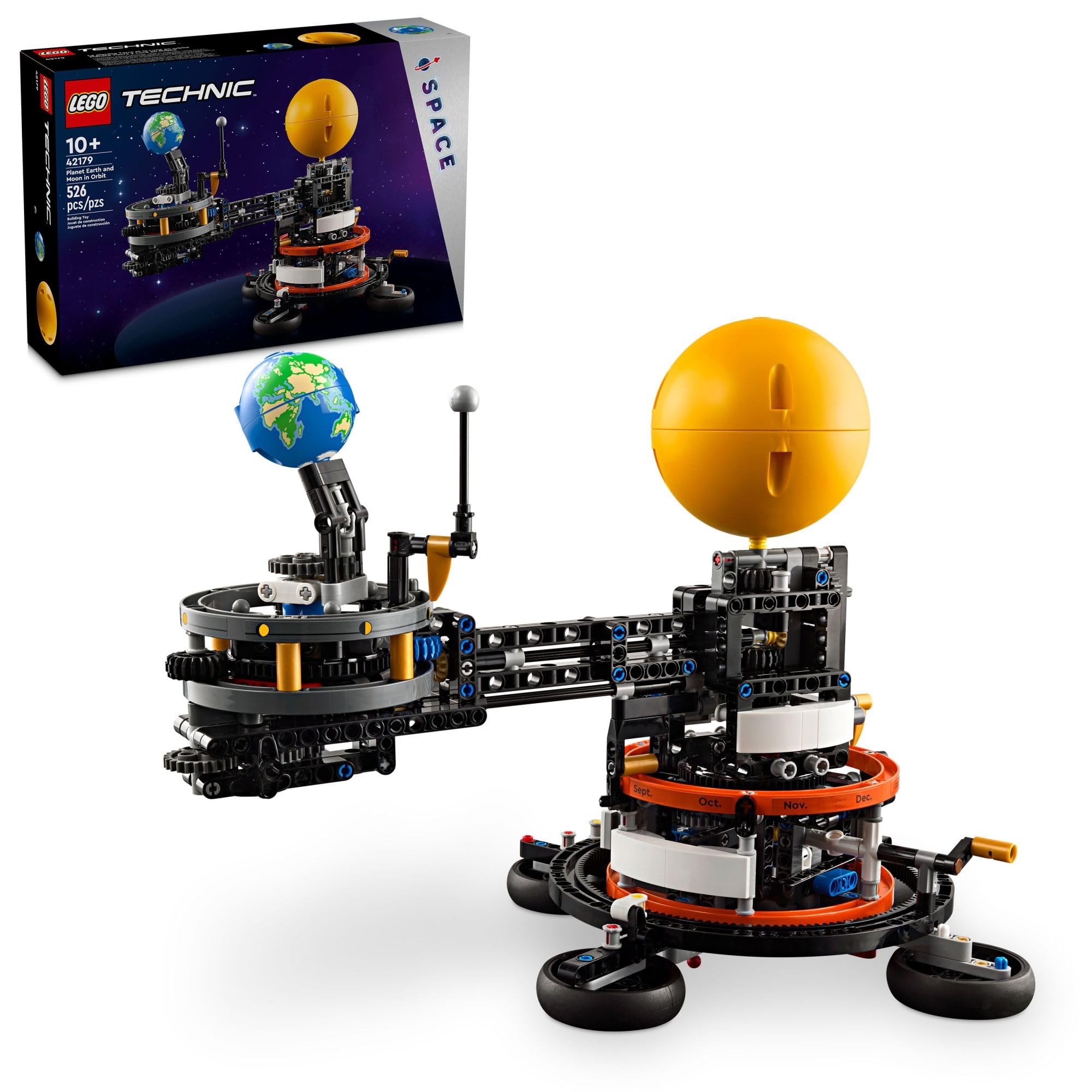 LEGO Technic Planet Earth and Moon in Orbit Building Set, Outer Space Birthday Gift for 10 Year Olds, Solar System Space Toy for Imaginative, Independent Play, Space Room Decor for Boys & Girls, 42179
