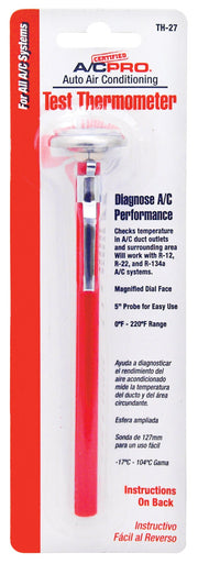 Interdynamics Certified A/C Pro Car Air Conditioner Test Thermometer, Helps Diagnose AC Performace and Checks Outlet Duct Temperature and Ambient Temperature, Includes Holder and Clip