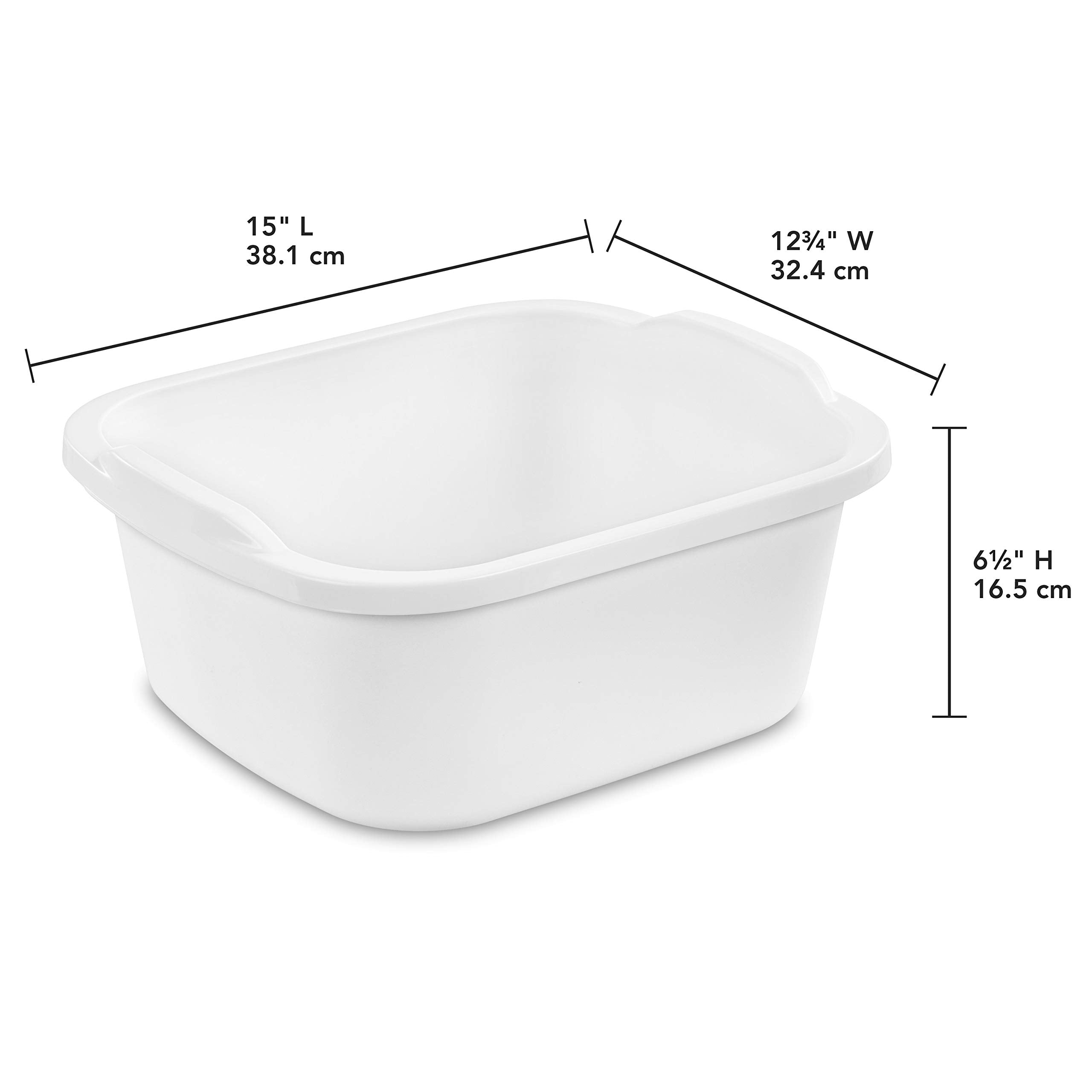 Tribello Plastic Wash Tub Dishpan Basin and Foot Bath for Soaking Feet, Laundry Hand Wash Bucket, Dish Pans for Washing and Storage Cleaning Supplies - 12 Quarts - Heavy Duty - Made in USA (White)