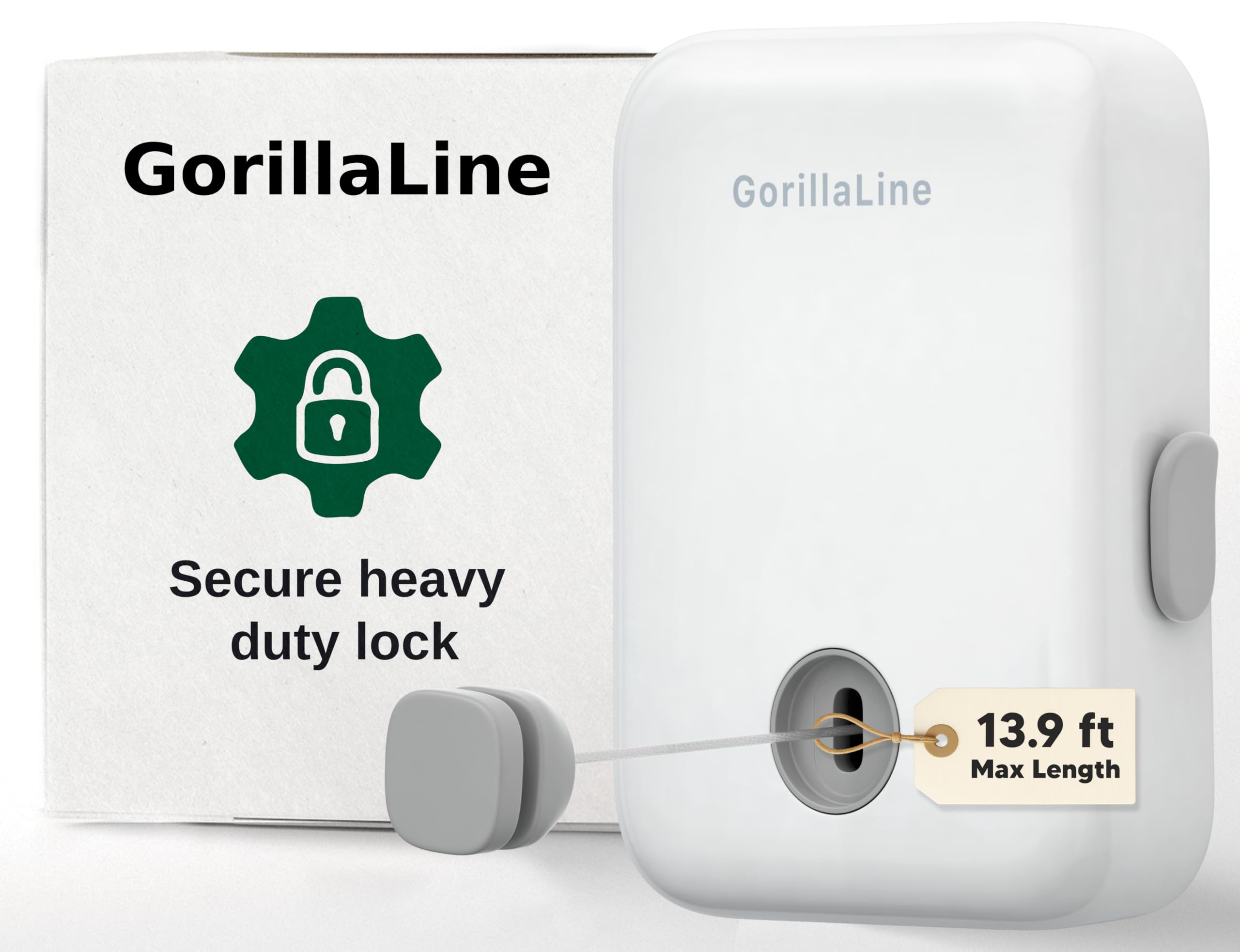 خط غسيل GorillaLine - خط غسيل قابل للسحب للاستخدام الداخلي والخارجي | حبل غسيل شديد التحمل لتجفيف الملابس | حامل تجفيف ملابس يثبت على الحائط