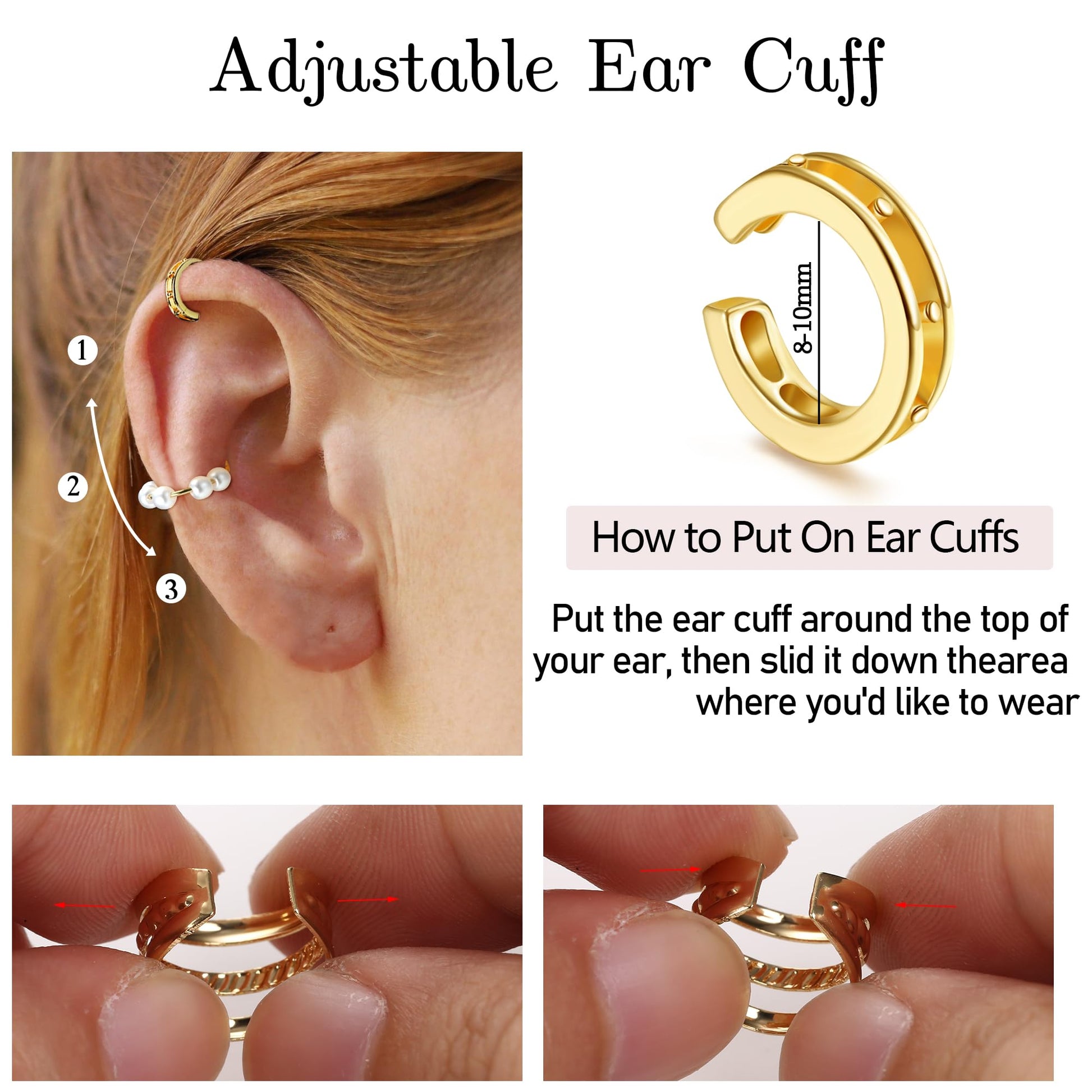 BESTEEL 66 Pcs Ear Cuff Earrings for Women Non Piercing, Hypoallergenic Silver Clip on Cartilage Fake Earrings for Sensitive Ears, Gold Ear Wrap Earrings for Helix Cartilage, Cross X Double Line Cat Claw Cz Pearl Star Butterfly Ear Cuffs Non Piercing