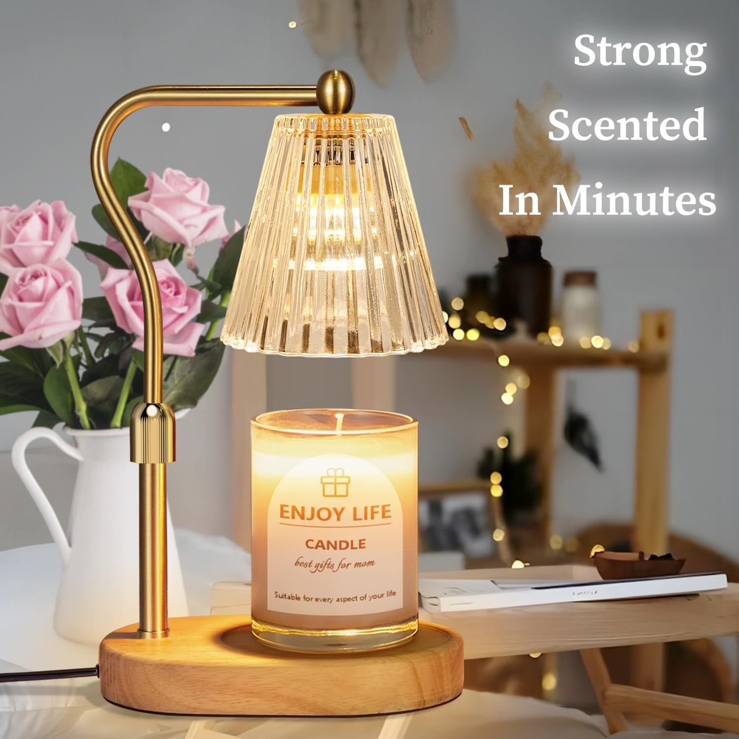 seenlast Candle Warmer Lamp with Timer Dimmer Adjustable Height for New Home Bedroom,Mothers Day Gifts,Vintage Home Decor for Scented Jar