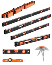 VEVOR 6-Piece Torpedo Level, 78/48/32/24/16/10 Inch All Magnetic Levels Set, Bubble Vials Ruler for 45/90/180 Degree, Aluminum Alloy Magnetic Box Leveler Tool, Shock-Resistance, SAE and Metric Scale