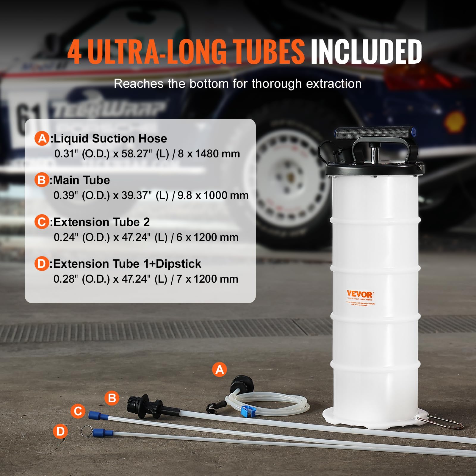 VEVOR 6.5L Manual Fluid Extractor Pump, Oil Changer Vacuum Fluid Extractor, Oil Extractor Change Pump for Automotive, Oil Change & Fluid Change Tool with Dipstick and Suction Hose (6.5L)