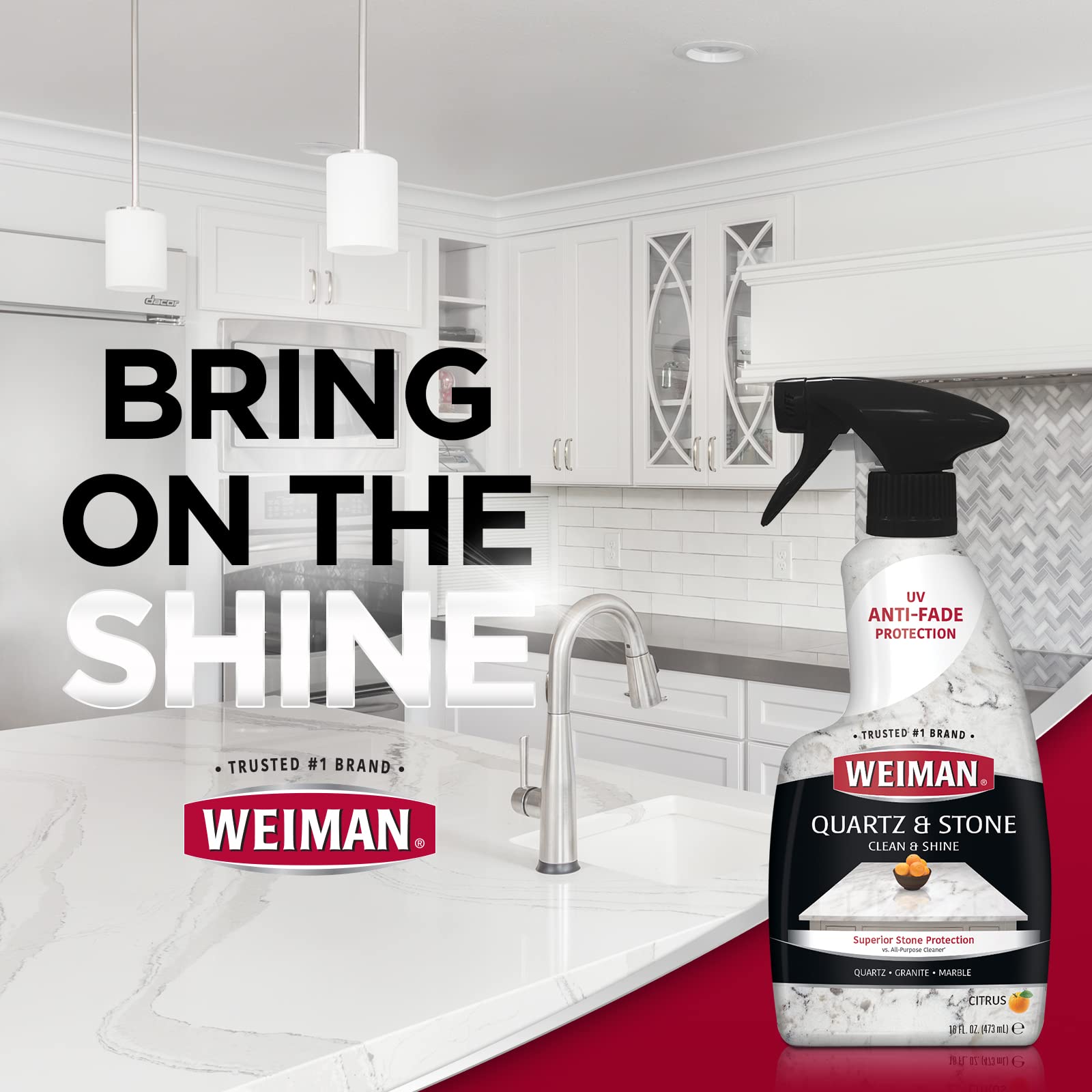 Weiman Quartz Countertop Cleaner and Polish (2 Pack w/Micro Towel) Clean and Shine Your Quartz Countertops Islands and Stone Surfaces with Ultra Violet Protection