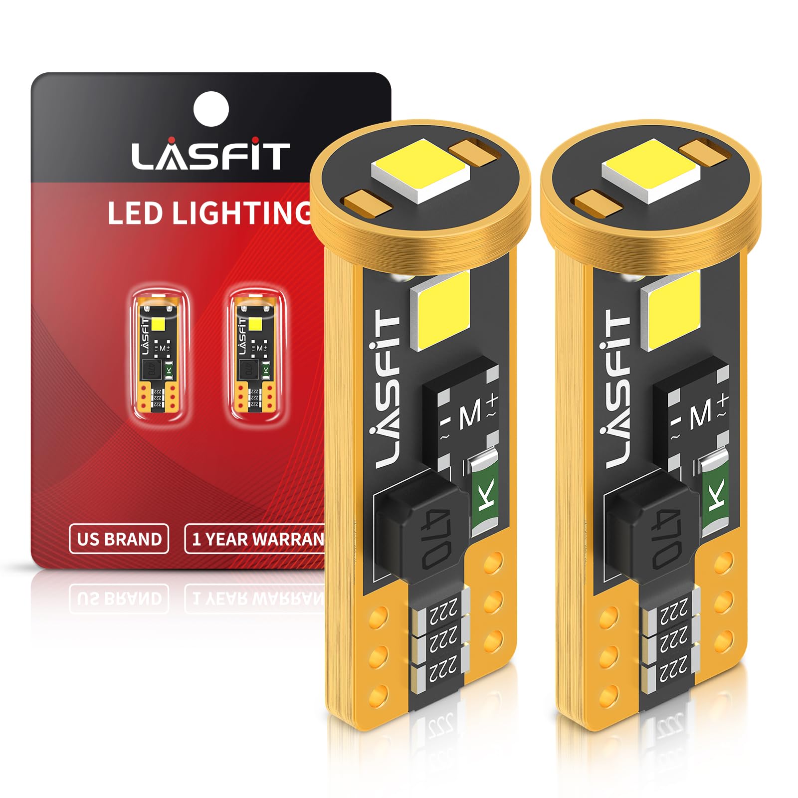 LASFIT 194 LED Bulb for License Plate Bulb White Bright,T10 168 LED Bulbs Canbus Error Free, 400LM 6000K 192 2825 W5W for Dome Map Trunk Cargo Lights (2-Pack)