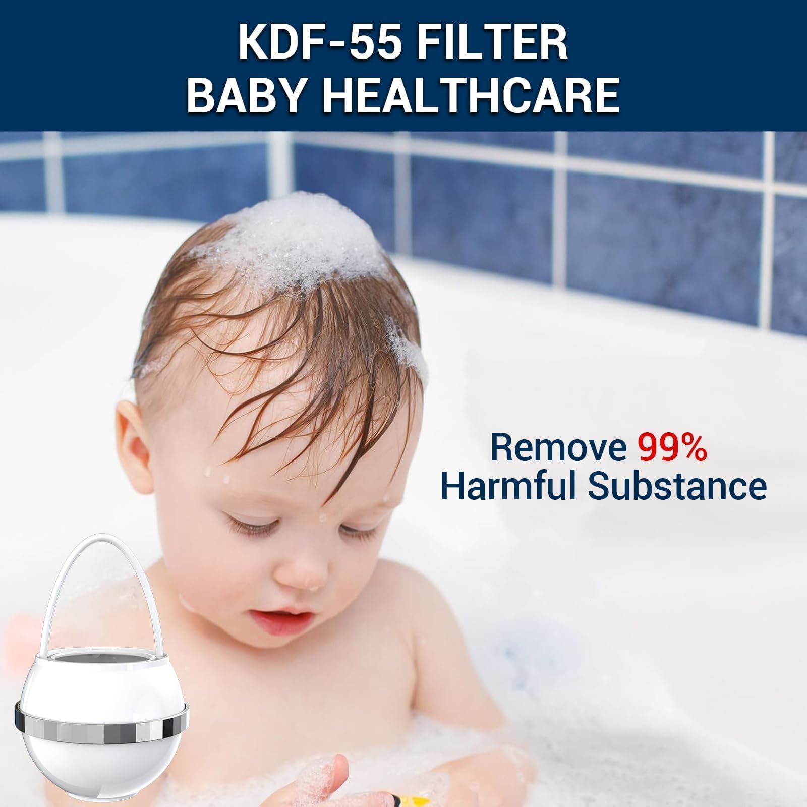 Beati Faucet Bath Filter for Tub Faucet,Bathtub Kinder Water Filter,Hard Water Softener,Remove 99% Contaminants,Lead,Chlorine and Fluoride - Improves Skin, Hair and Nails Condition, White, BTBF-051