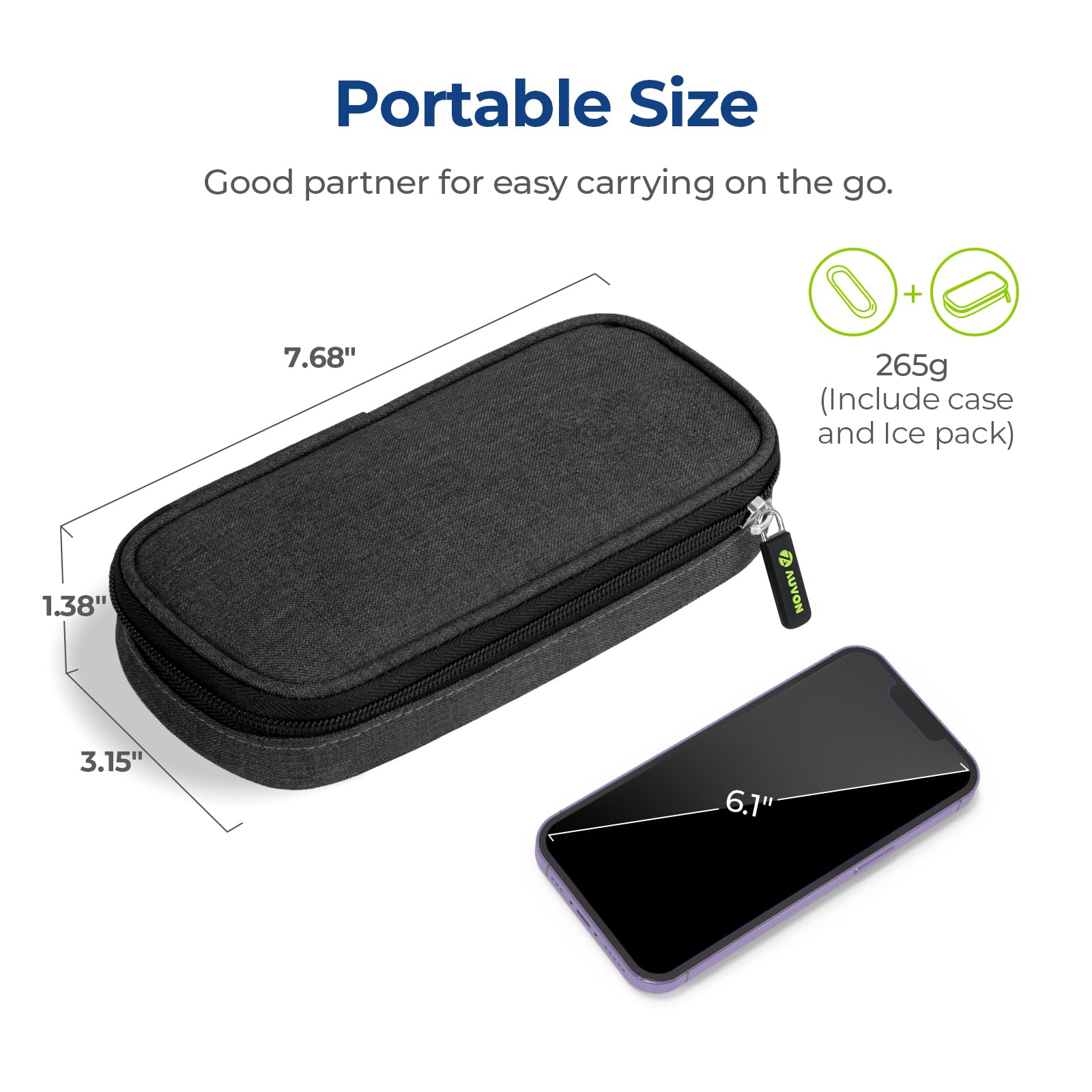 AUVON Insulin Cooler Travel Case with 2 x 90g TSA Approved Ice Packs, Diabetic Medication Insulated Cooling Bag for Insulin Pens and Diabetic Supplies Storage, Compact for Daily Life and Trips