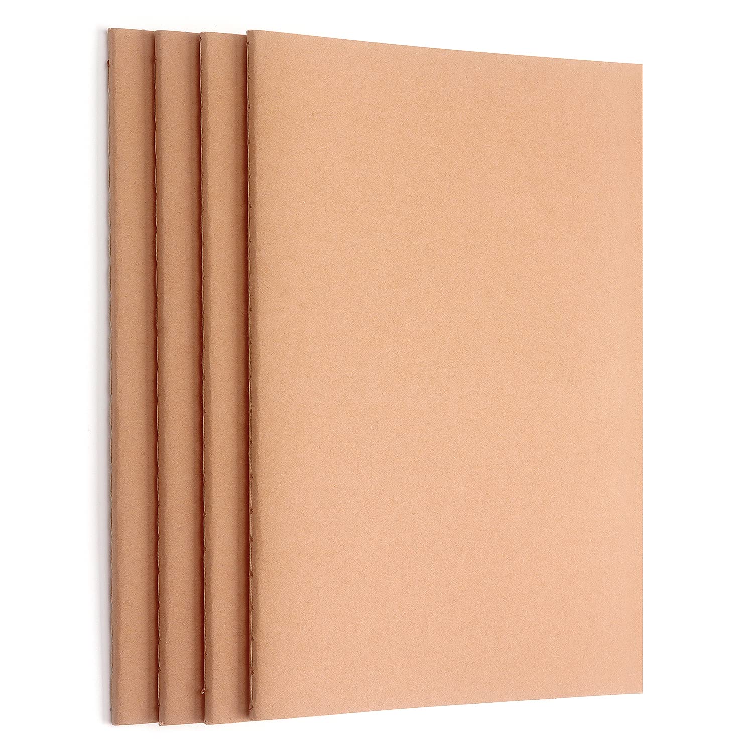 ZZTX 4 Pack Blank Kraft Notebooks, Blank Paper Sketchbooks for Drawing Doodling Writing,Travel Journal Set, A5, 36 Pages, 8.3" X 5.5"