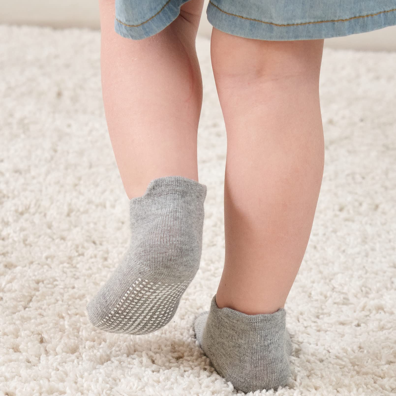 ZAPLES Baby Non Slip Grip Ankle Socks with Non Skid Soles for Infants Toddlers Kids Boys Girls, Assorted 9 Pack, 12-36 Months