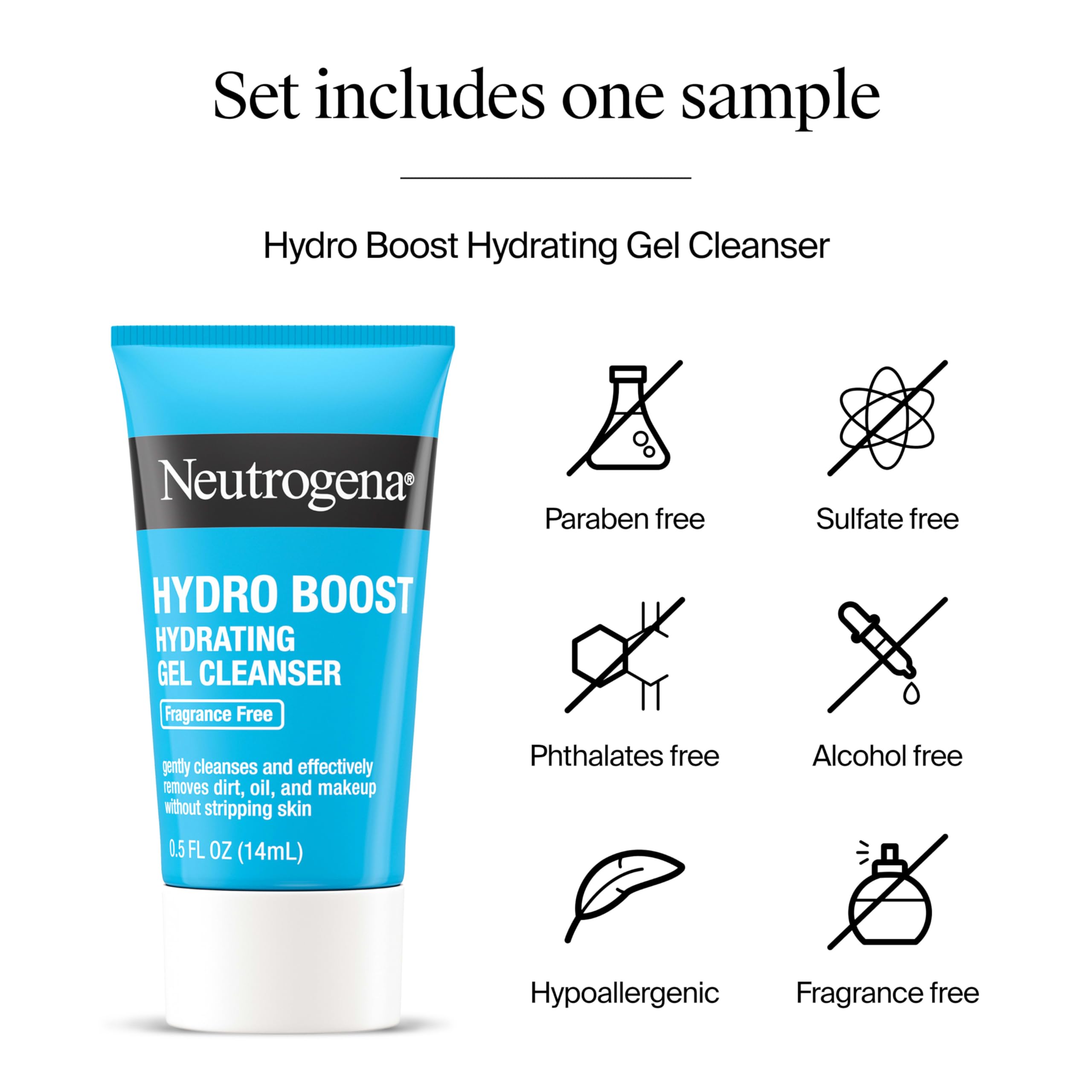 Neutrogena Hydro Boost Gel Cream, 48 Hr Hydration for Normal/Dry Skin, Fragrance Free, Face Moisturizer with Hyaluronic Acid, 1.7 oz. & Trial Size Hydro Boost Hydrating Gel Cleanser, 0.5 fl oz