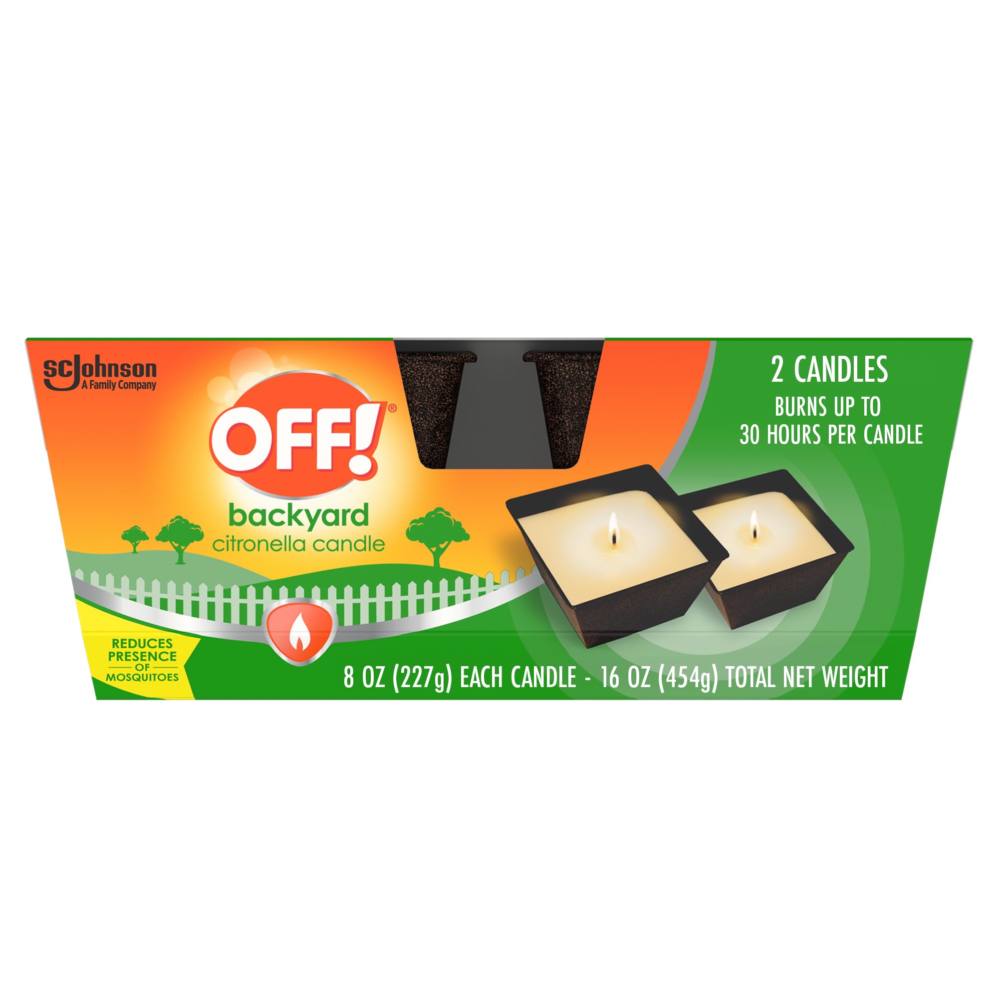 OFF! Backyard Citronella Scented Candle, Ambiance Enhancing Centerpiece, Burns for up to 25 Hours, 8 oz (Pack of 2)