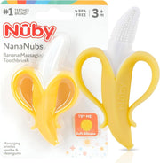 Nuby Nananubs Banana Massaging Teether - Baby Teething Toys 3 Months and Up, Silicone Teether for Sore Gums, Infant Toy, Baby Essentials, Brush, Travel Accessory, Gift for Babies