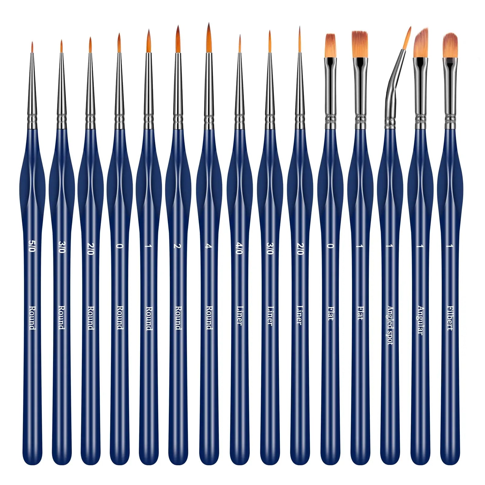 Dushco Detail Paint Brushes Set - 15pcs Miniature Paint Brushes, Art Painting for Acrylic Watercolor Gouache Oil & Face Painting, Models, Figurine and Paint by Number Kit for Adults