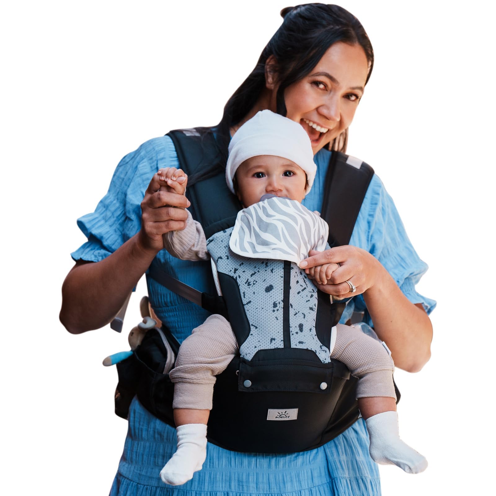 حمالة أطفال، حمالة أطفال MOMTORY معتمدة للسلامة 6 في 1 من حديثي الولادة إلى الأطفال الصغار، حمالة مقعد رضيع قابلة للتعديل والفصل للأطفال بوزن 7-50 رطلاً، لجميع الفصول، مثالية للتسوق والسفر