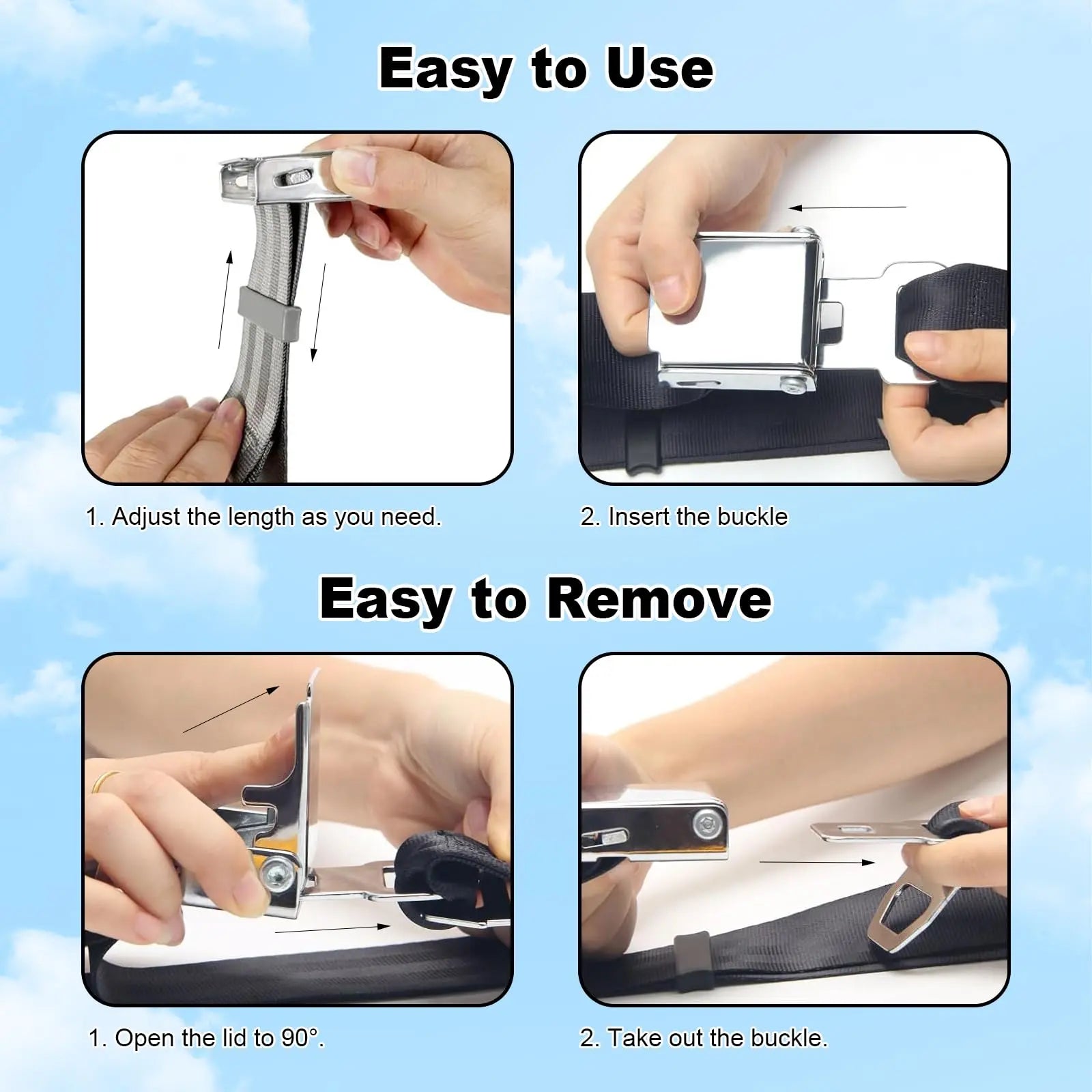 2 in 1 Airplane Seat Belt Extender - Adjustable Length, Fits All Airlines Including Southwest Airlines' 737-800/737MAX8
