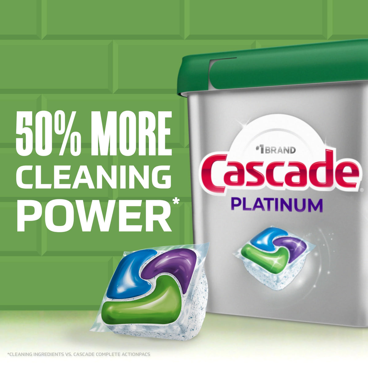 Cascade Platinum Dishwasher Pods، منظف غسالة الصحون، صابون منظف الصحون، ليمون، 59 قطعة