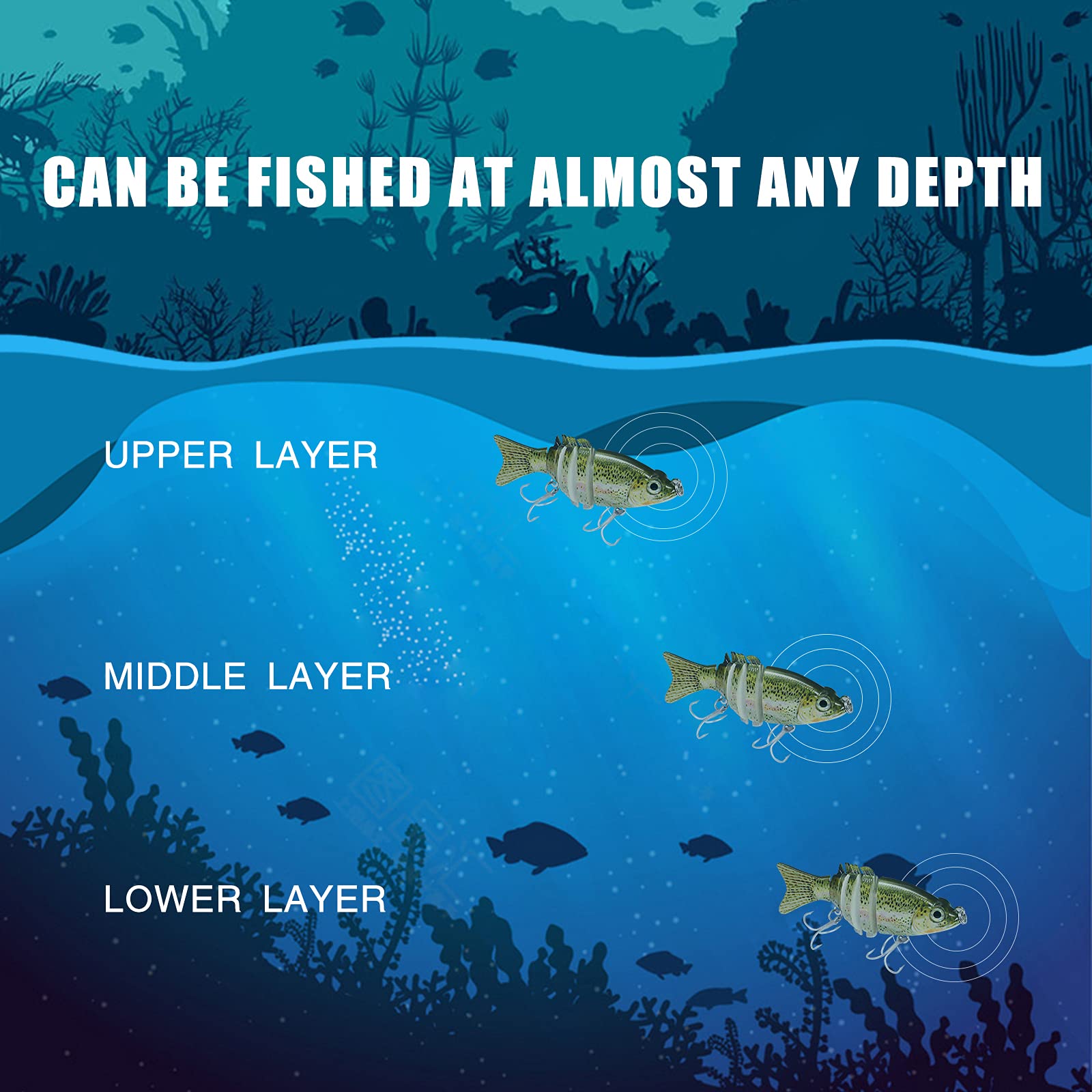TRUSCEND Fishing Lures for Bass Trout Swimbaits for Bass Fishing Segmented Multi Jointed Swim Baits Slow Sinking Swimming Lures for Freshwater Saltwater Fishing Gear Lure Kit Gifts Plugs