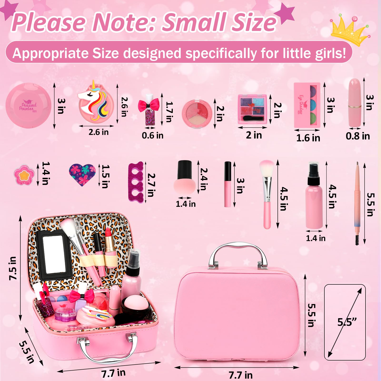 For Ideahome Kids Washable Makeup Girl Toys - Real Make Up Set, Little Girls Makeup Kit for Toddler Kid Children Princess, Christmas Birthday Gift Toys for Girl 4 5 6 7 8 9 10 Year Old