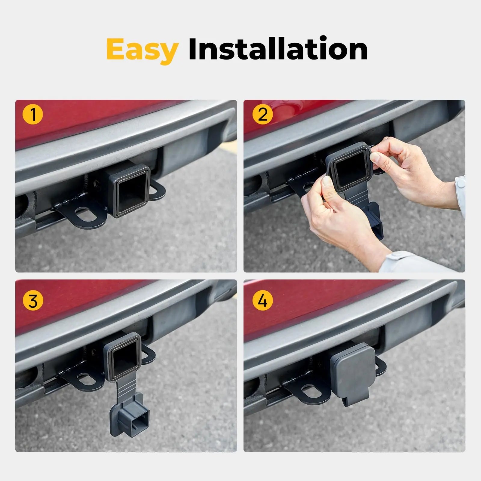 BougeRV 2 Inch Trailer Hitch Cover Tube Cover Plug Cap Rubber Fits 2 Inch Receivers Class 3 4 5 for Toyota Ford Jeep Chevrolet Nissan Dodge Ram Porsche Mercedes Benz Polaris Ranger ATV UTV Polaris