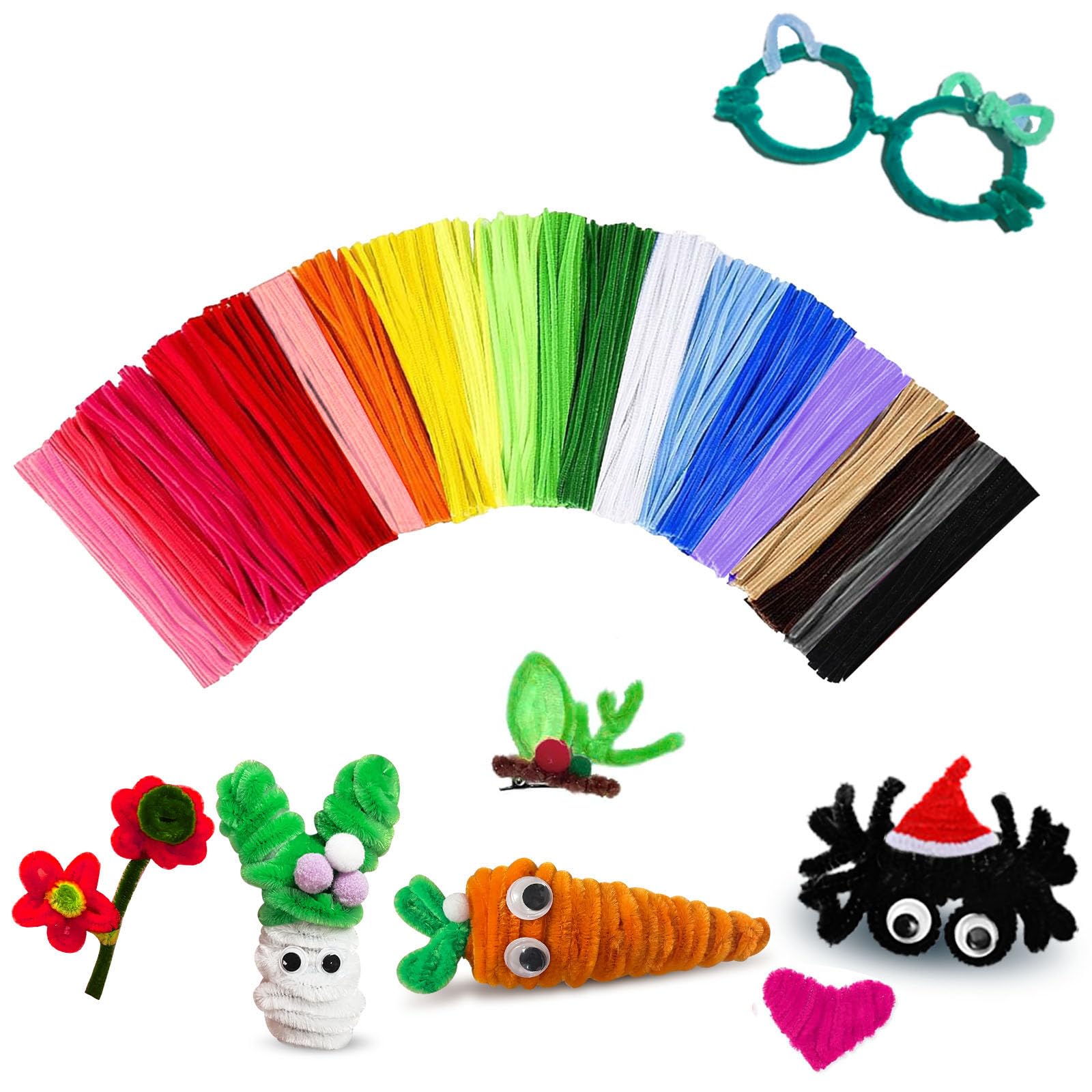 Pipe Cleaners Craft Bulk,Kids Toys & Games Gifts,200pcs Arts Crafts,Chenille Stems Art Supplies for Projects Creative DIY Room Decor,Christmas Decorations,Juegos para Nios Fidget Toys for Ages 5-7