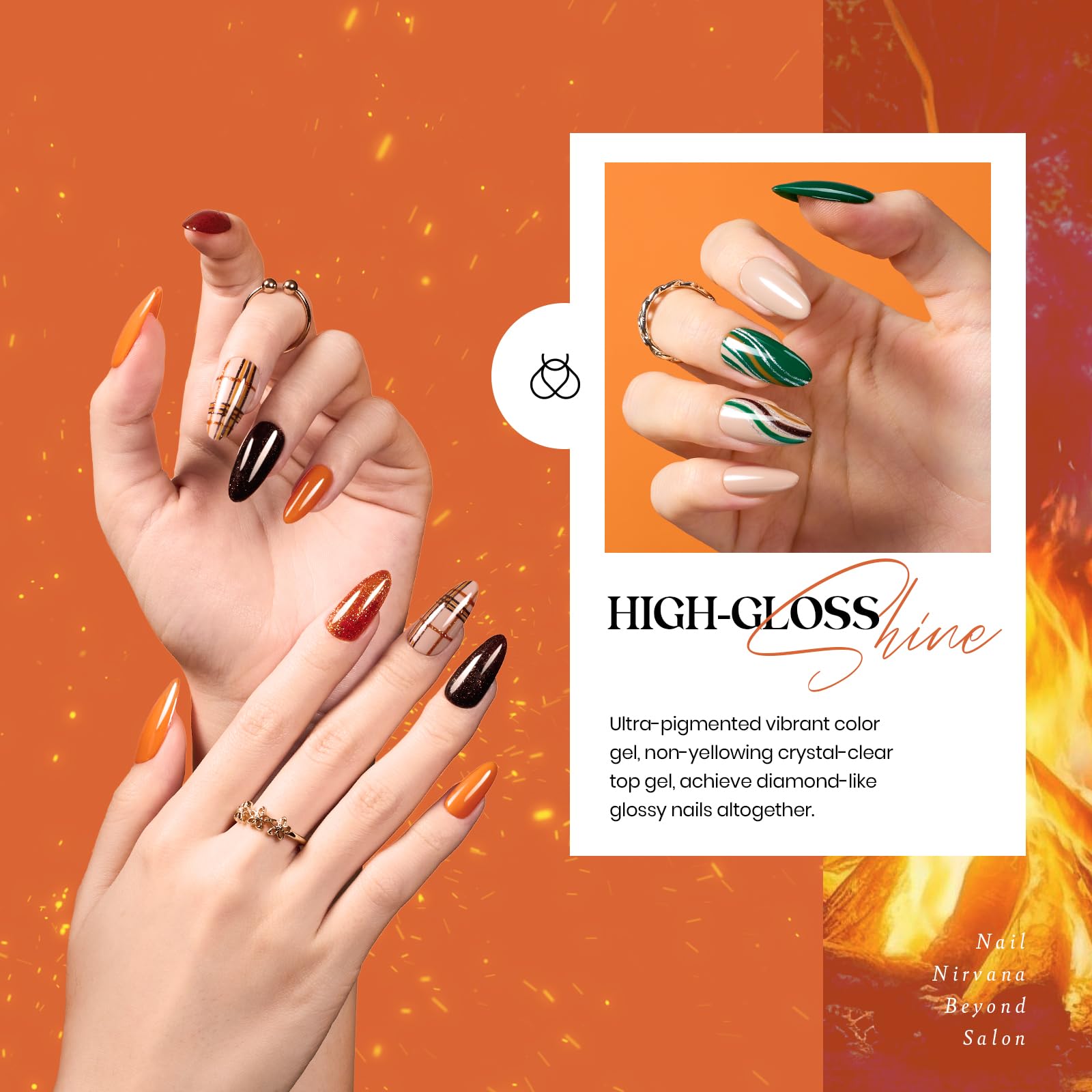 Beetles Fall Gel Nail Polish Set - Cozy Campfire Gel Polish Set 20 Colors Orange Yellow Green Brown Red Soak Off Uv Lamp Need Base Glossy Matte Top Coat Manicure Kit Gift for Girls Women