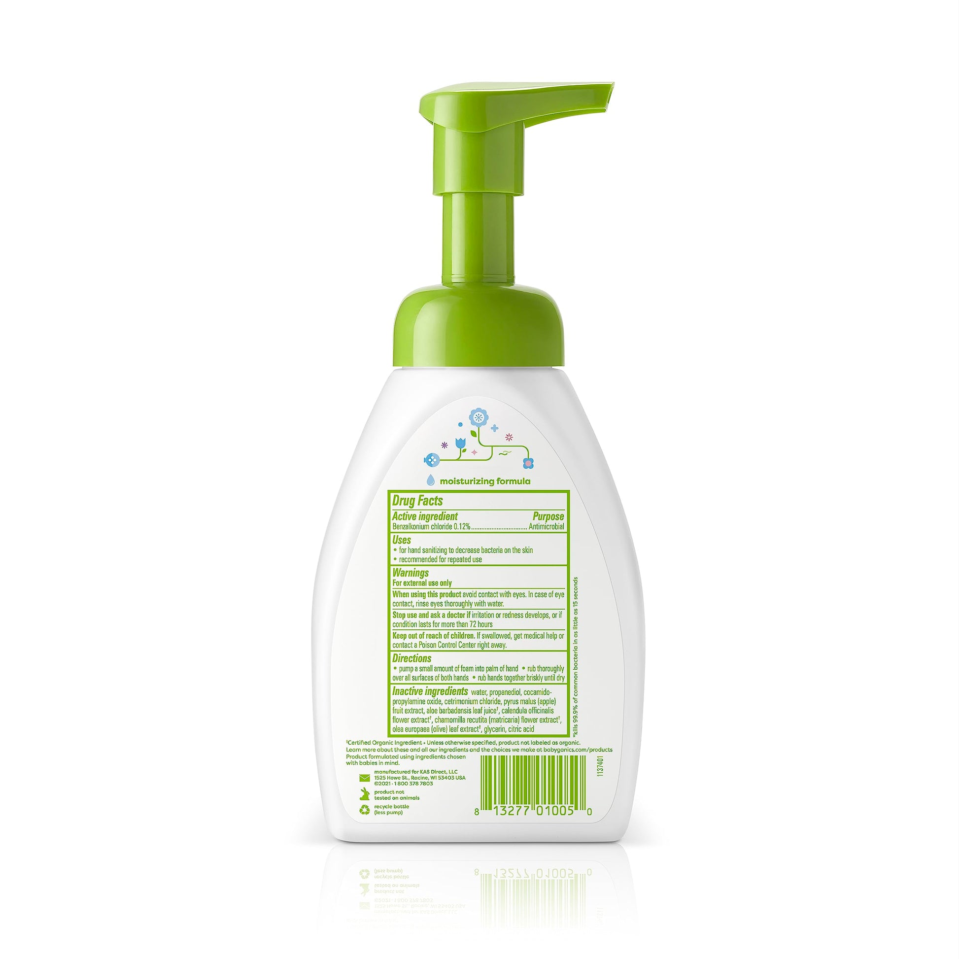 Babyganics Alcohol-Free Foaming Hand Sanitizer, Pump Bottle, Fragrance Free, 8.45 oz, 3 Pack