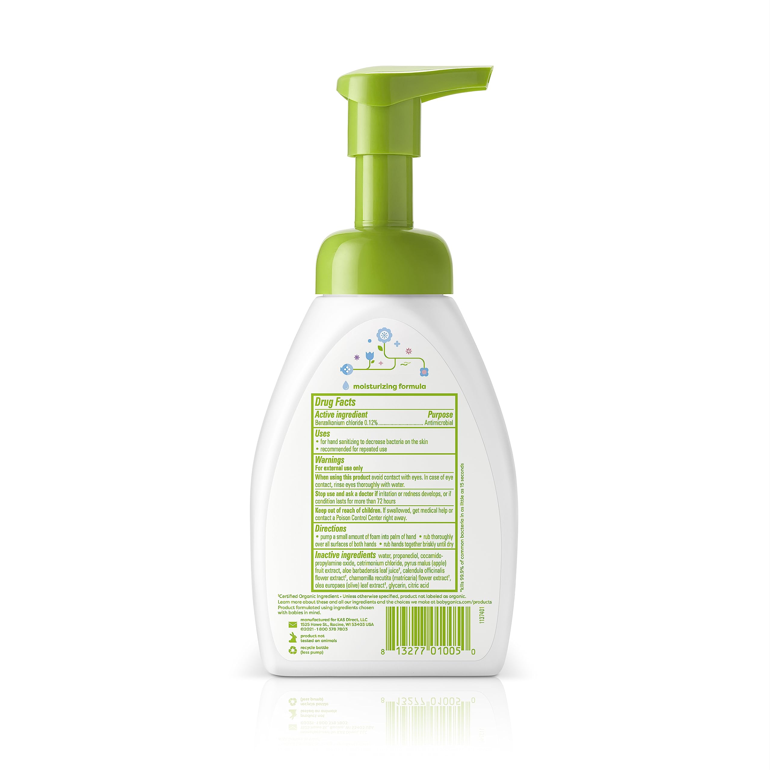 Babyganics Alcohol-Free Foaming Hand Sanitizer, Pump Bottle, Fragrance Free, 8.45 oz, 3 Pack