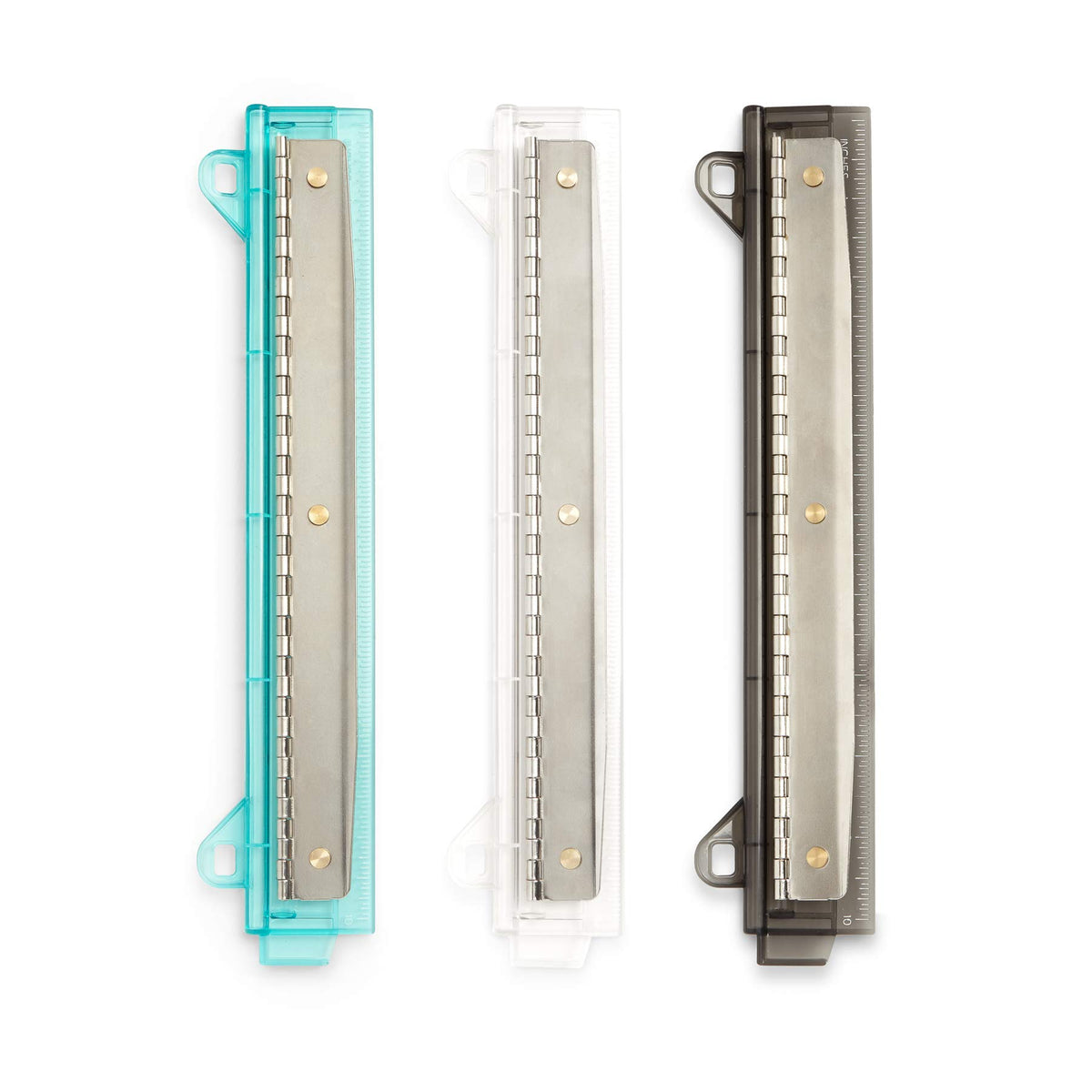 Blue Summit Supplies Set of 3 Hole Punch for Binder, Plastic Portable Ruler with Hole Puncher for Binder or Notebook, Easy to Use Flat Hole Punch for School or Office Use, Assorted Colors, 3 Pack