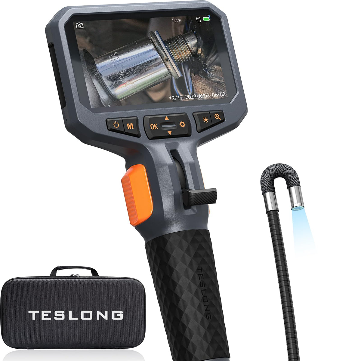 Teslong Zwei-Wege-Artikulations-Endoskop mit Licht, industrielles Endoskop-Inspektionskamera mit schwenkbarer Sonde, flexible mechanische Glasfaser-Schlangenkamera zur Wand- und Kfz-Motorinspektion – 1,5m