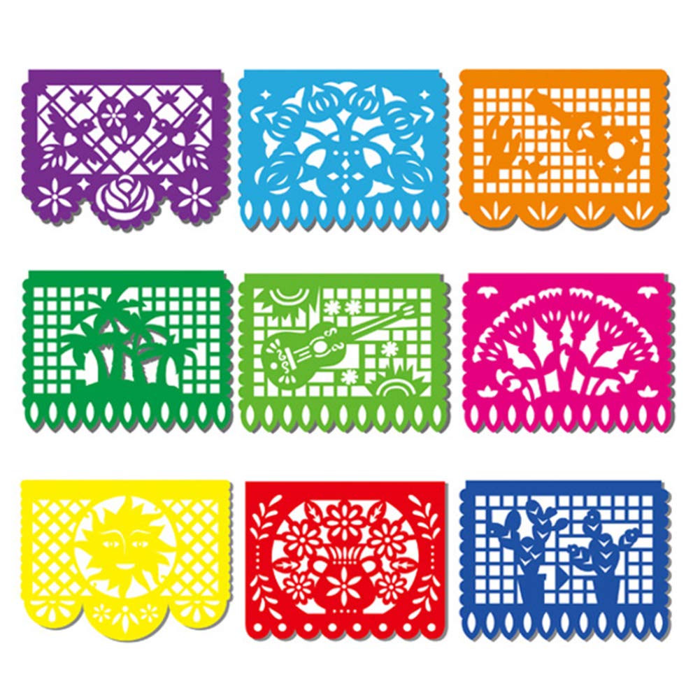 DomeStar Mexican Party Decoration, 18 Feet Plastic Papel Picado Fiesta Banner Cinco de Mayo Garland for Mexican Birthday Party Supplies