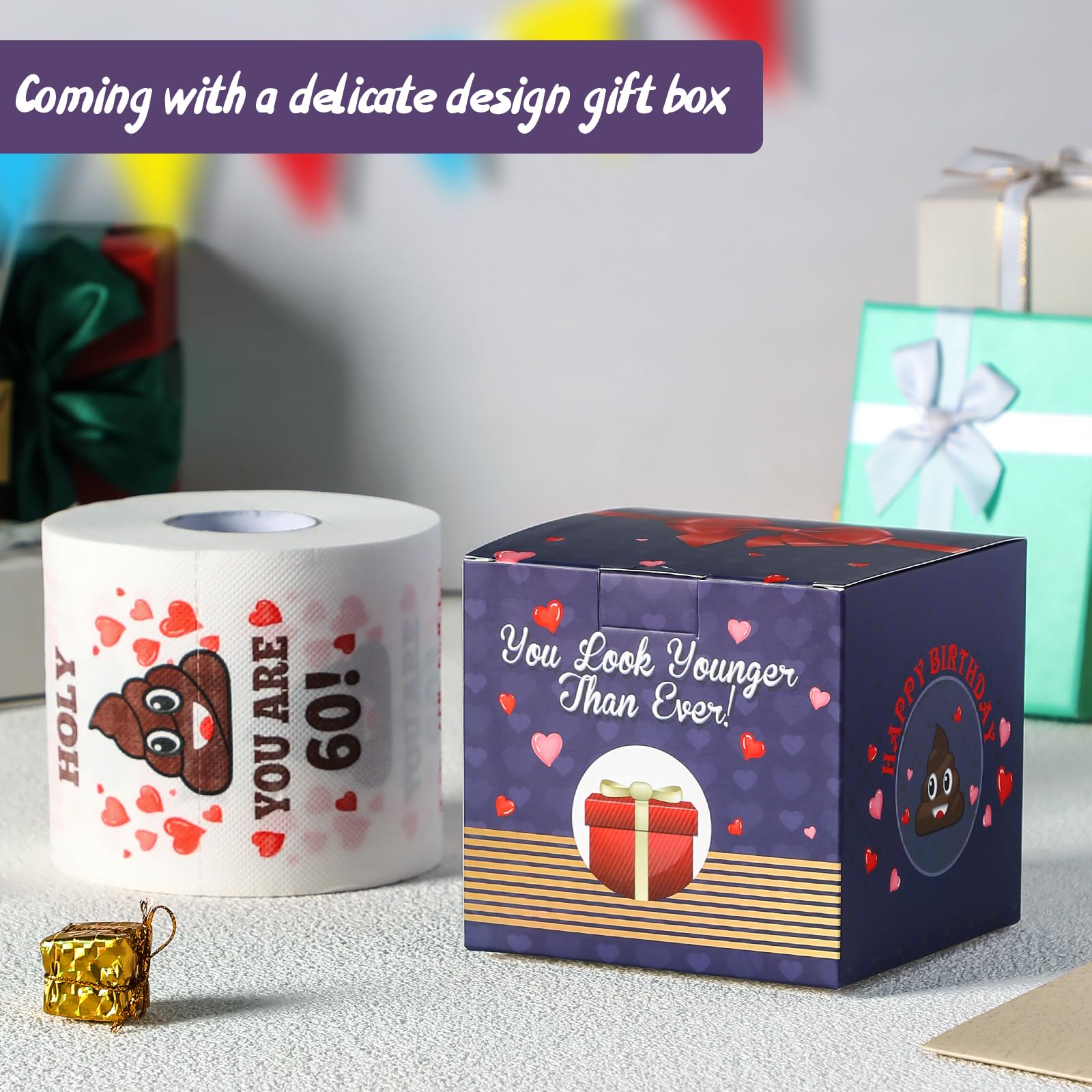 60th Birthday Gifts for Women, Men, Her, Him - Happy Prank Toilet Paper - 60th Birthday Decorations, Party Supplies Favors - 60 Years Old Funny Gag Gift Ideas, Novelty Bday Present for Friends, Family