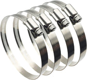 EesTeck 4" (Diameter) Adjustable 304 Stainless Steel Duct Clamps Hose Clamp Pipe Clamp Air Ducting Clamp worm drive hose clamps (4Pcs, 91mm-114mm)