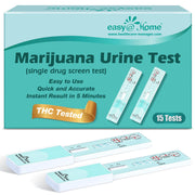 Easy@Home Single Drug Screen Test (Cannabinoids Urine Test) - THC Tests for Home THC Drug Test Urine Detox Kit Cutoff Level 50ng/mL Individually Wrapped - EDTH-114 (15 Pack)