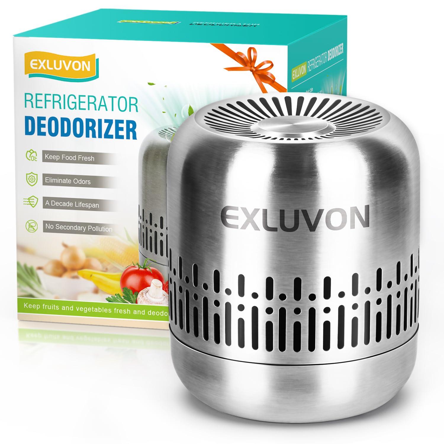 Exluvon Refrigerator Deodorizer,Lasts for 10 Years Fridge Deodorizer Kitchen Gadgets Charcoal Air Purifier Odor Eliminator for Fridge & Freezer, Room,RV and New Home,More Effective Than Baking Soda