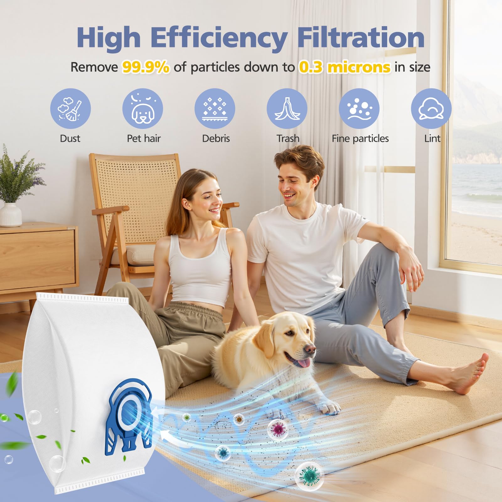 20 Pack 3D Airclean Bags Replacement for Miele GN Vacuum Cleaner Bags for Miele Classic C1 Complete C1 Complete C2 Complete C3 S227 S240 S270 S400 S2 S5 S8 Series