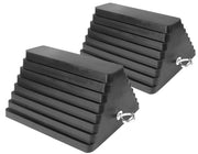 MaxxHaul 80681 Rubber Wheel Chocks 2-Pack - Heavy Duty, All-Weather, Non-Slip, Oil-Resistant with Steel Eyebolt - for Trailers, Cars, Motorcycles, RVs - 10" x 8" x 6"