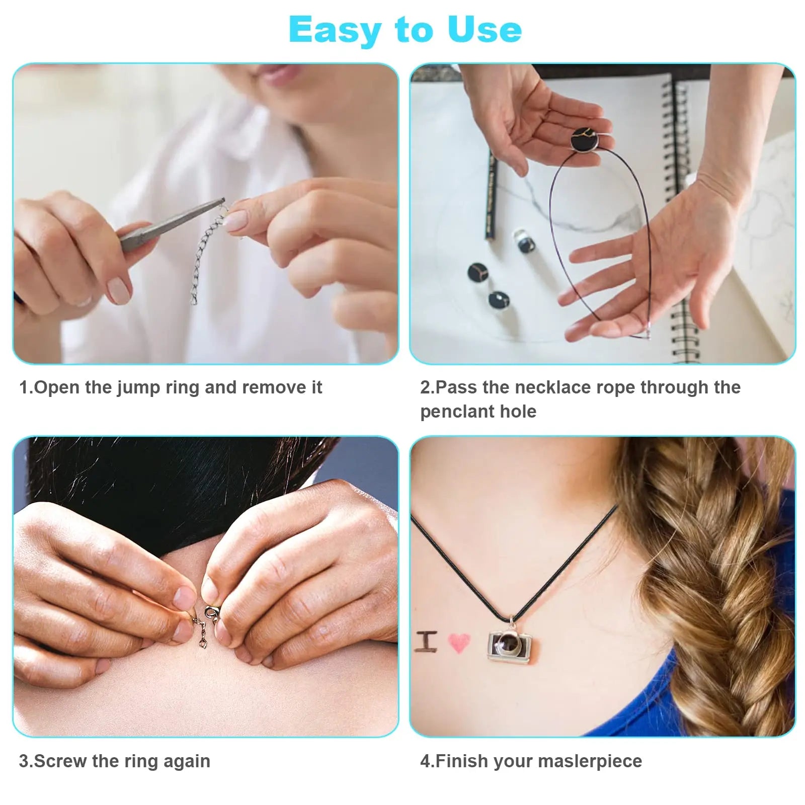 100Pcs Premium Leather Necklace Chains Bracelet Cord with Clasps for Pendants, Bulk Waxed Rope Necklace String, Black , 18" for Jewelry Making Supplies, 1.5mm DHOOZ