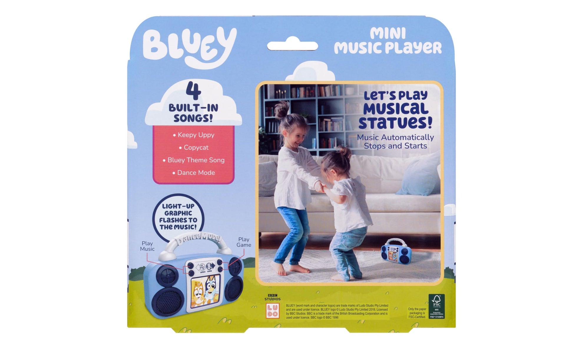 eKids Bluey Toy Music Player, Toy for Toddlers with Built-in Music, for Fans of Bluey Toys for Boys and Girls