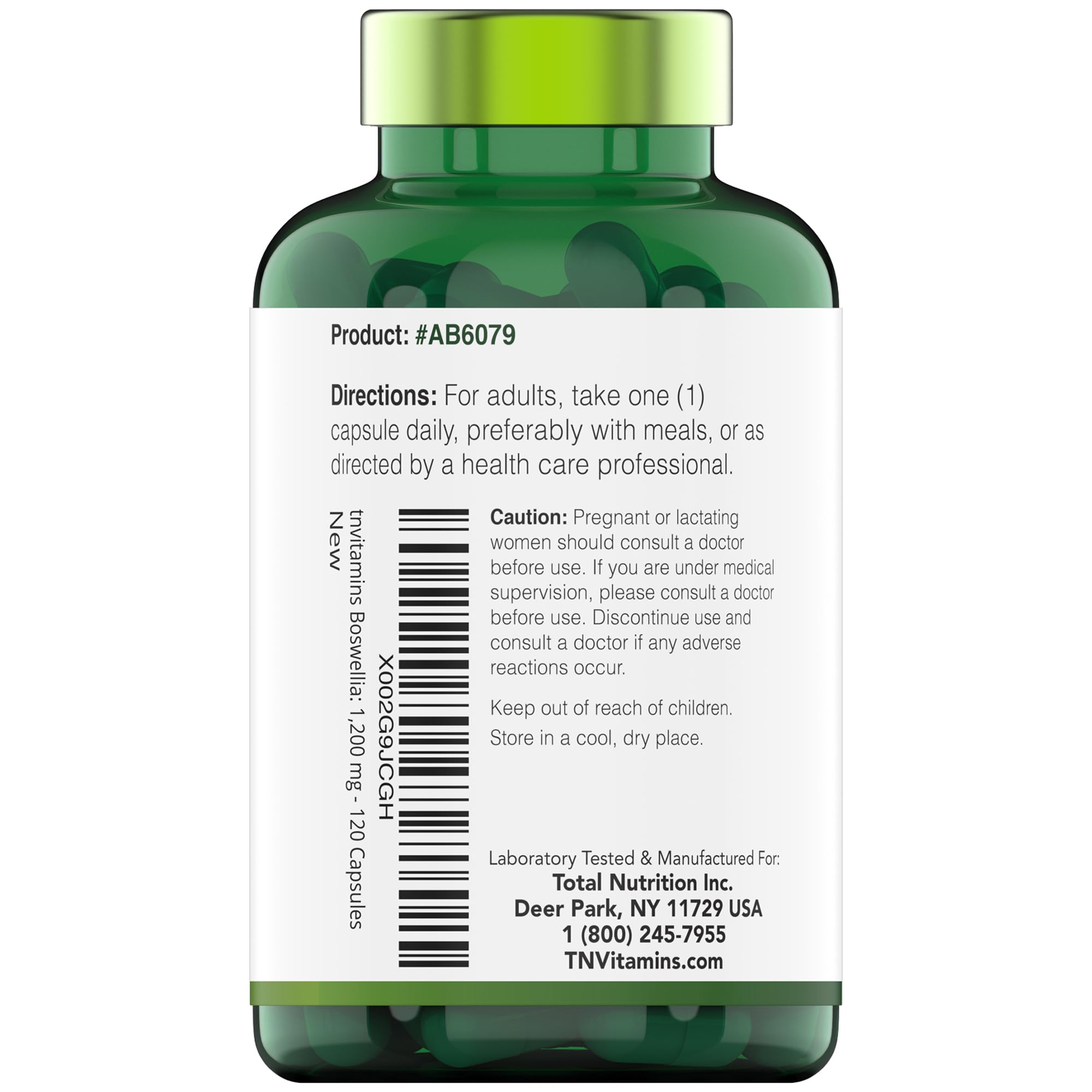 tnvitamins Boswellia Serrata Herbal Extract Capsules | 1200 MG/Capsule (120 Capsules) | Joint Support Supplement* | Ayurvedic Herb: Indian Olibanum/Frankincense