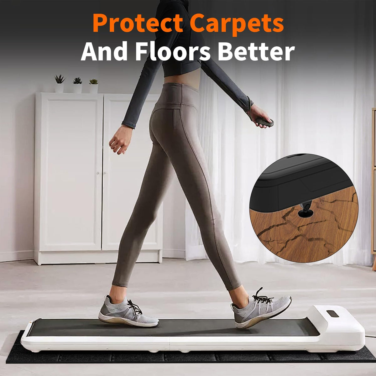 Non-Slip Walking Pad Mat 55x24 for Carpet Floors - Workout Floor Protection, Mat for Under Walking pad, Treadmill, Bike & Exercise Equipment, for Hardwood Floors, Noise Shock Absorption, Stationary