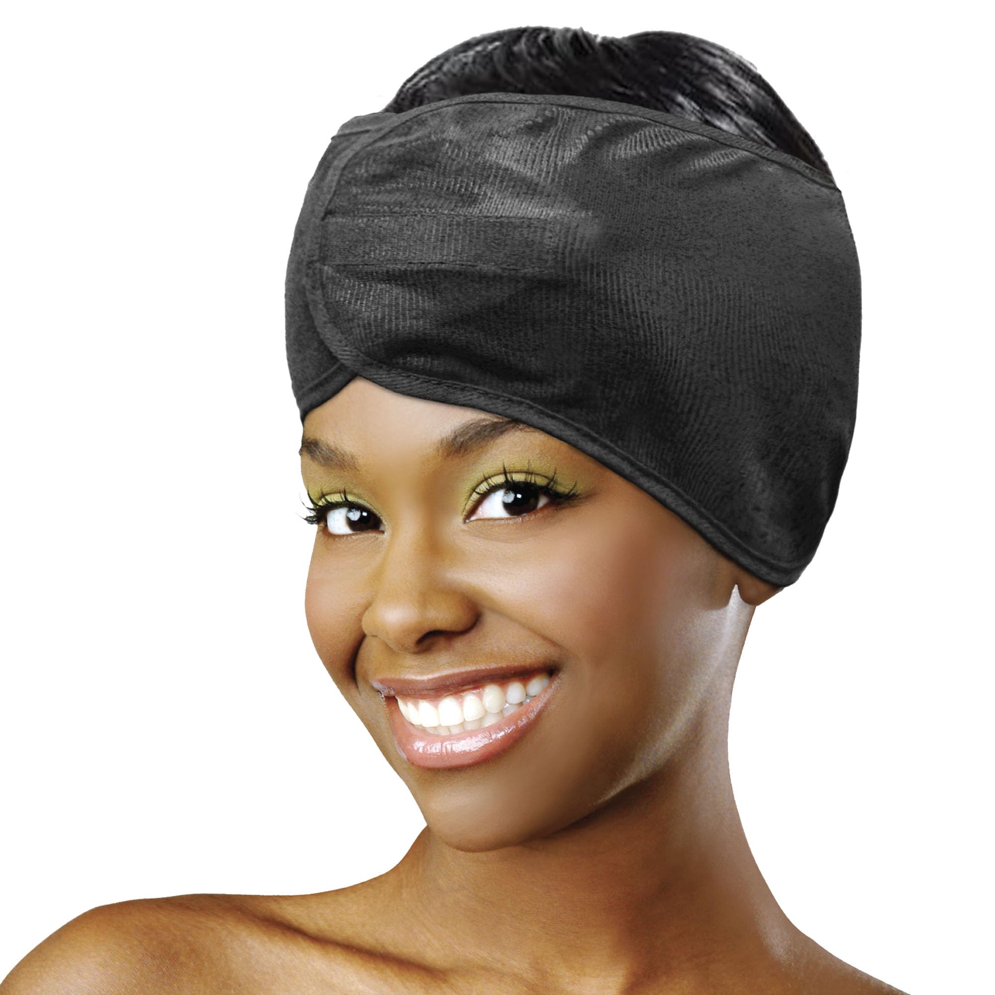 DONNA Silky Satin Hair Wrap, Luxurious Head Wraps for Black Women, Premium Silk Hair Wrap for Nighttime Protection and Style Black Satin Headband, 1pc