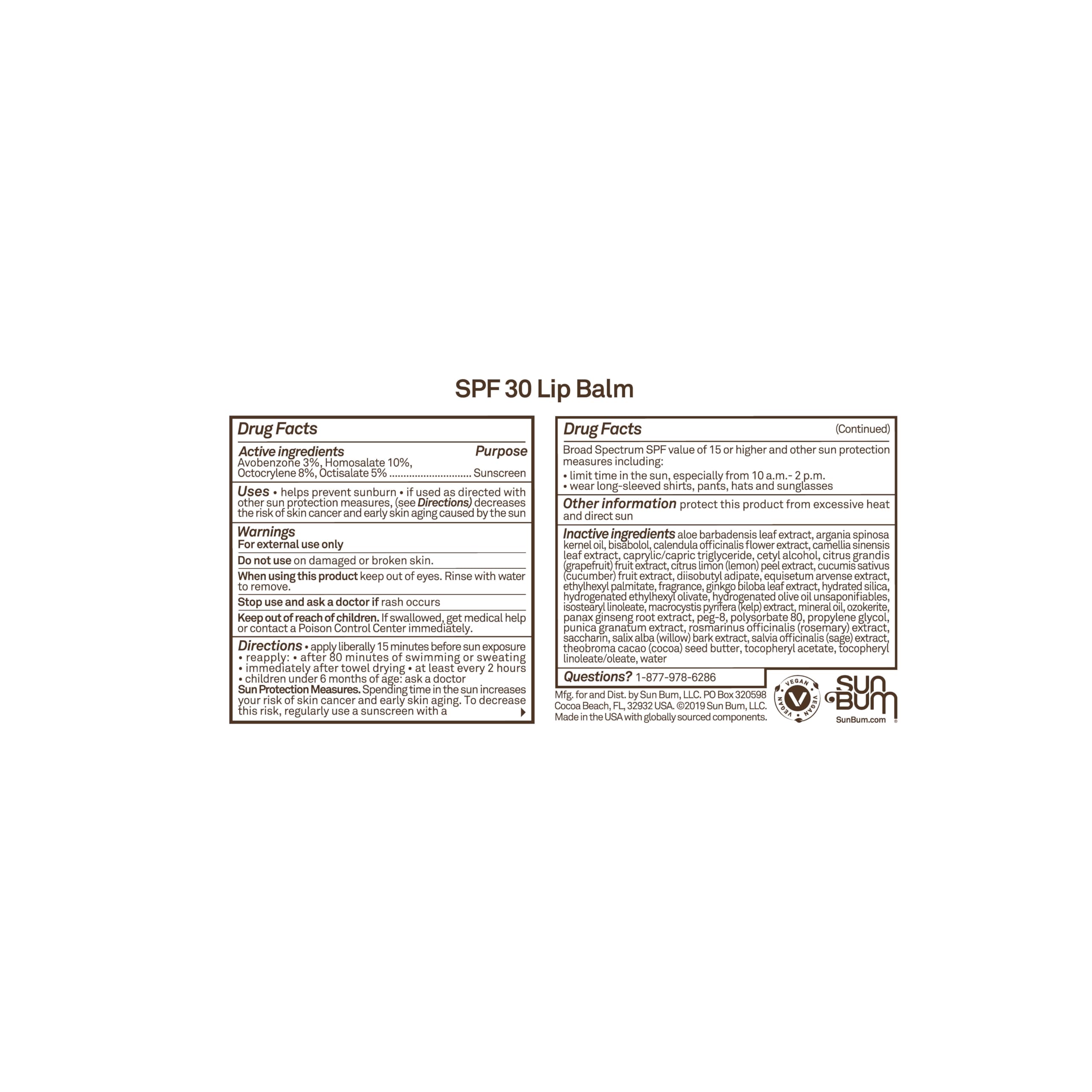Sun Bum SPF 30 Sunscreen Coconut Lip Balm - Moisturizing Aloe Vera and Vitamin E - Vegan and Cruelty Free - Broad Spectrum UVA/UVB Lip Protection - 0.15 oz Stick