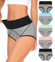 MISSWHO Womens Underwear Cotton, Underwear Women Pack High Waisted Tummy Control Panties Postpartum C Section Ladies Briefs Large.