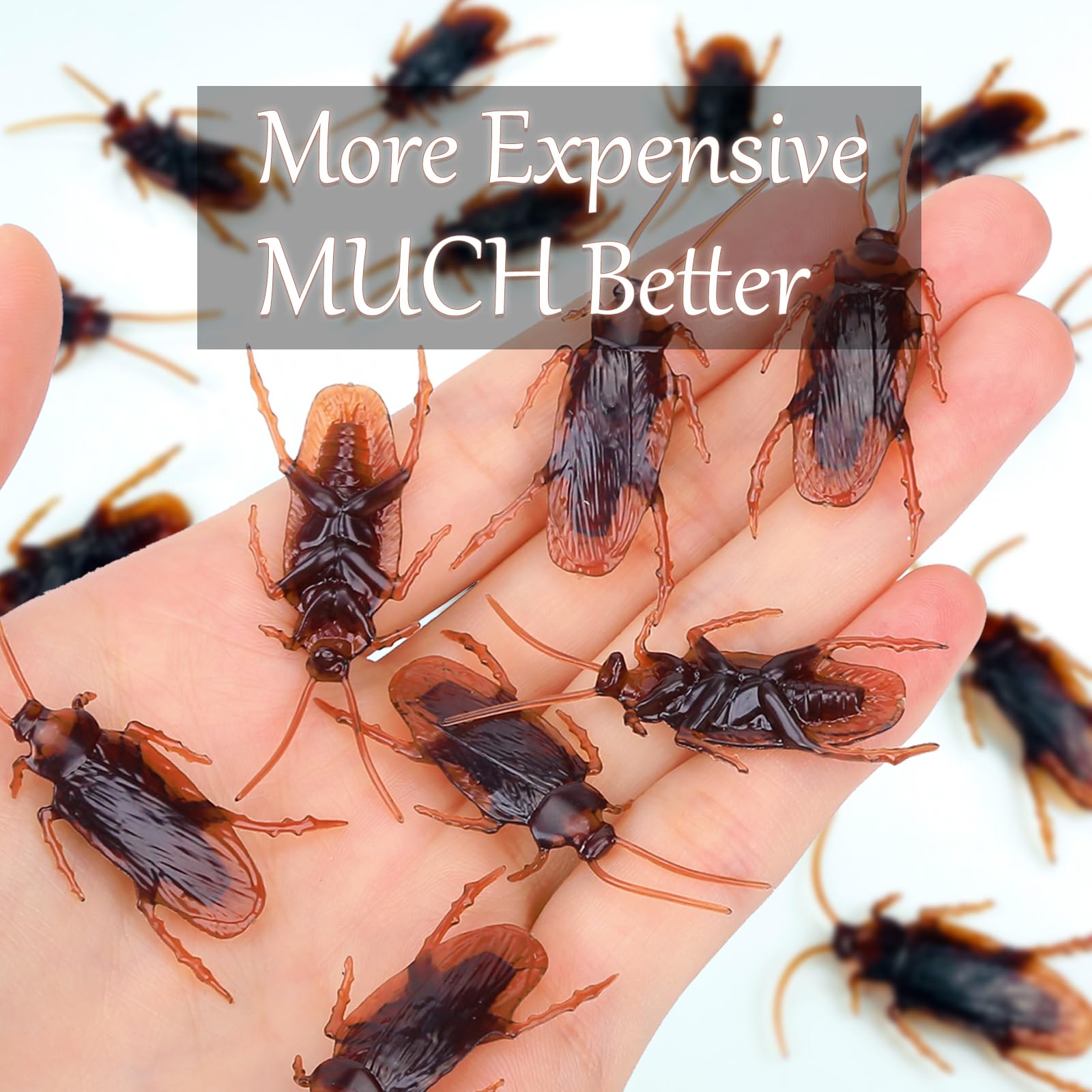 Riomeira Premium Fake Cockroaches, Pretty Realistic Fake Roaches, Great Way to Play a Prank, Faux Cockroaches Lifelike Creepy Perfect for Halloween Project, Tricking People, Kid Playing (15PCS)
