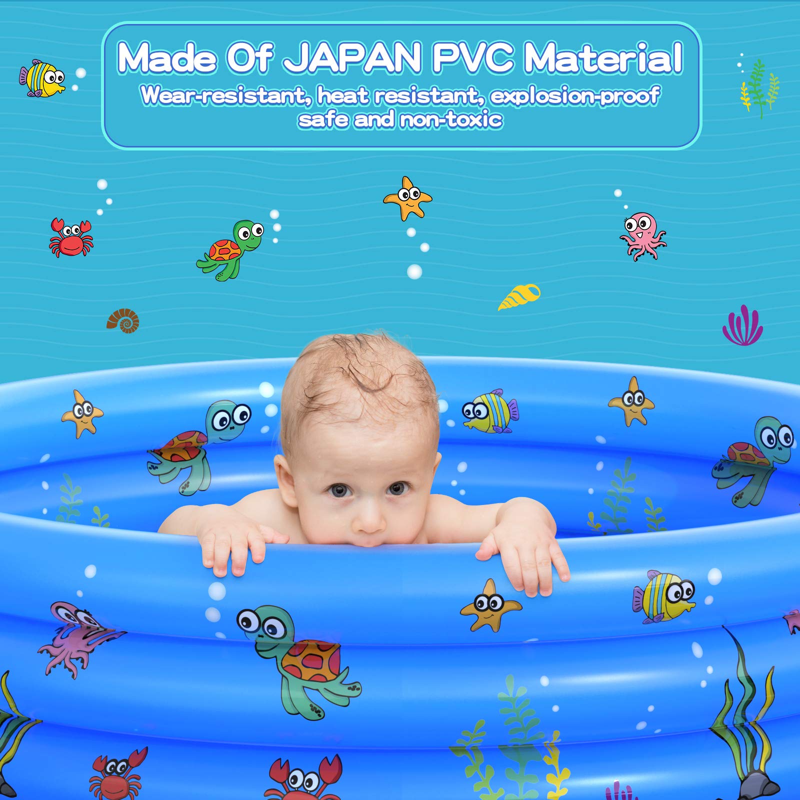 Garden Round Inflatable Baby Swimming Pool, Portable Inflatable Child/Children Little Pump Pool,Kiddie Paddling Pool Indoor&Outdoor Toddler Water Game Play Center for Kids/Girl/Boy