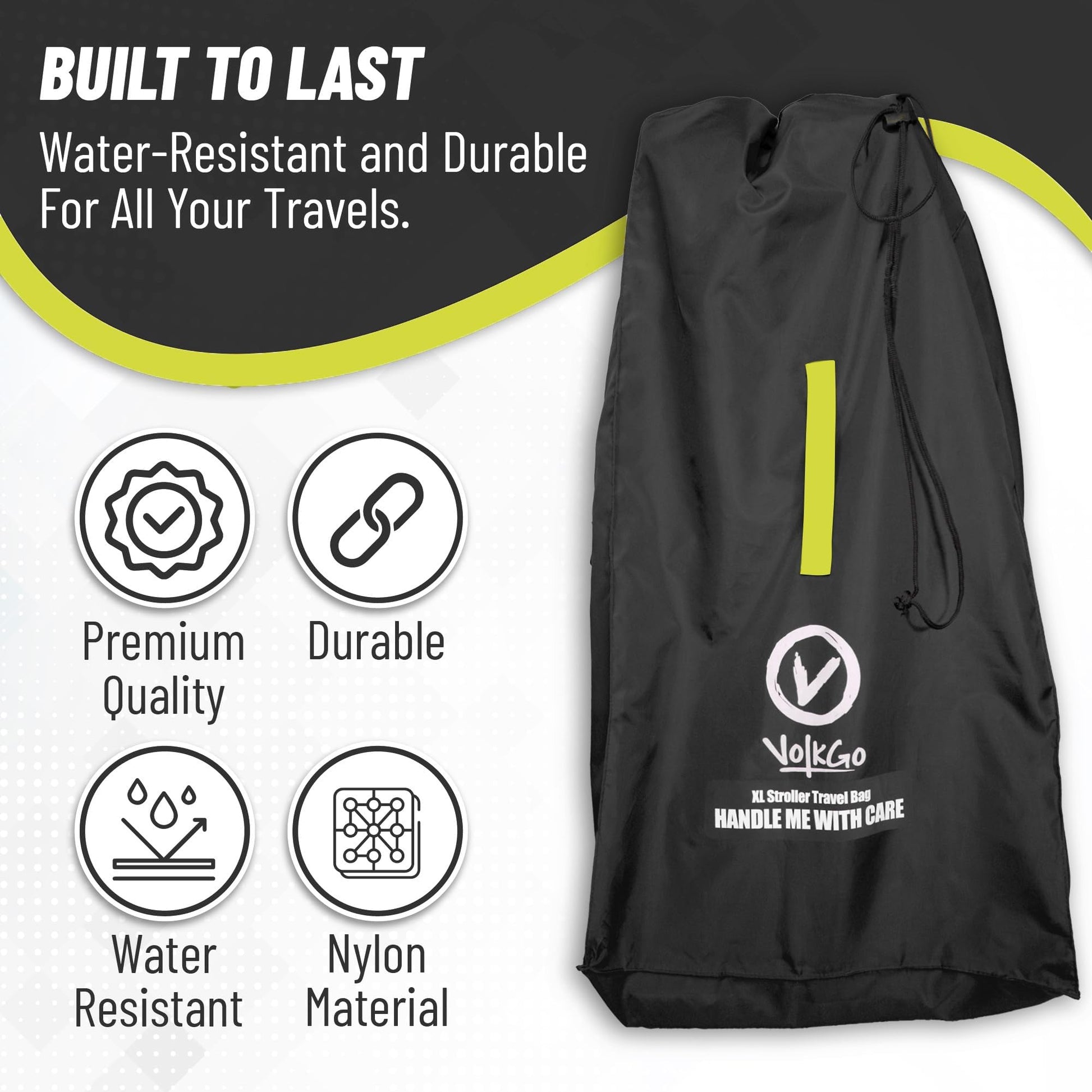 V VOLKGO Extra Large Stroller Bag for Airplane with Padded Backpack Shoulder Straps, Double Stroller Cover for Air Travel, Jogger & Carrier - Fits Most Sizes, Gate Check Bag, Waterproof Travel Cover.