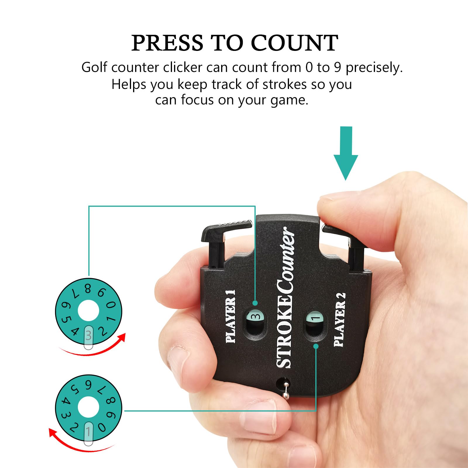 Medsuo 2pcs Golf Score Indicator 2 Player Stroke Counter Clicker Portable Golf Handy Count Shot for Different Kinds of Competitions and Games