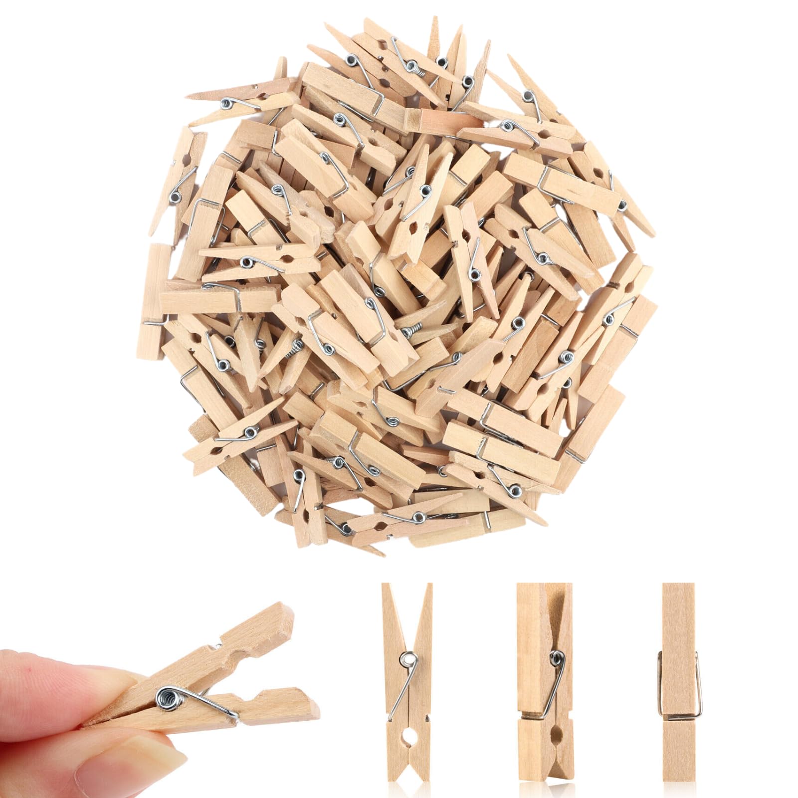 Small Clothes Pin, Mini Clothespins, 100 PCS Mini Clothes Pins Wooden with Storage Bag, Small Clothes Pins for Photos, Crafts, Hanging Clothes, Baby Shower, Display Artwork